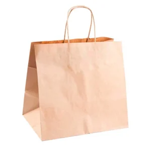 Sacos com asas descartáveis – Pack de 250 – Papel Kraft 26+17×24