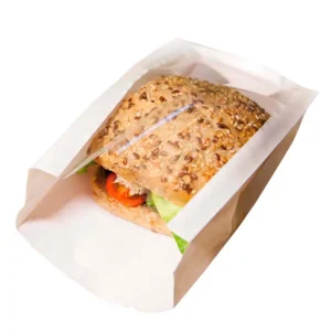 Saqueta com janela – Pack de 100 – Branco Kraft 9+5x17cm