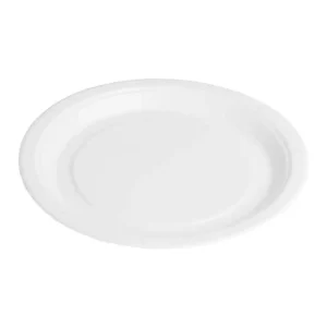 Prato descartável redondo – Pack de 50 – Bionic Cartão Branco Ø18cm