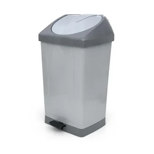Contentor com pedal e tampa Cinza 60L