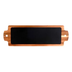 Tabua de apresentação rectangular Ardósia e Madeira Natural 55,9×17,6cm