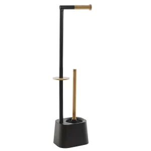 SUPORTE PAPEL PB-160160 C/LIMPA SANITAS INOX/BAMBU 16X65,5CM