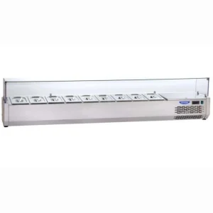 Vitrine com vidros direitos 10x GN 1/4 Vidro