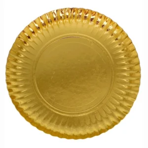 Prato redondo dourado Cartão 35cm – Conjunto de 5 unidades