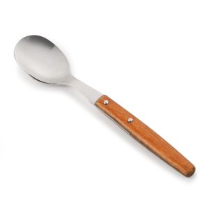 Colher de mesa Inox com cabo em Madeira Natural Perlado