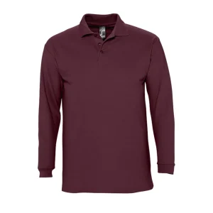 Polo com manga comprida Homem Bordeaux Grande