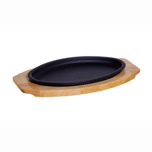 Prato oval com base em Madeira