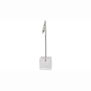 Porta-etiquetas com base em acrílico e com clip Inox