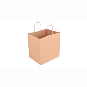 Sacos com asas descartáveis – Pack de 250 – Papel Kraft 26+20x27cm