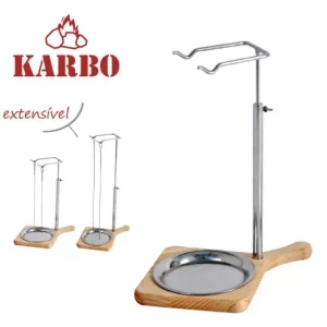 SUPORTE P/ 2 ESPETADAS KARBO EXTENSIVEL 40-65CM BASE MADEIRA